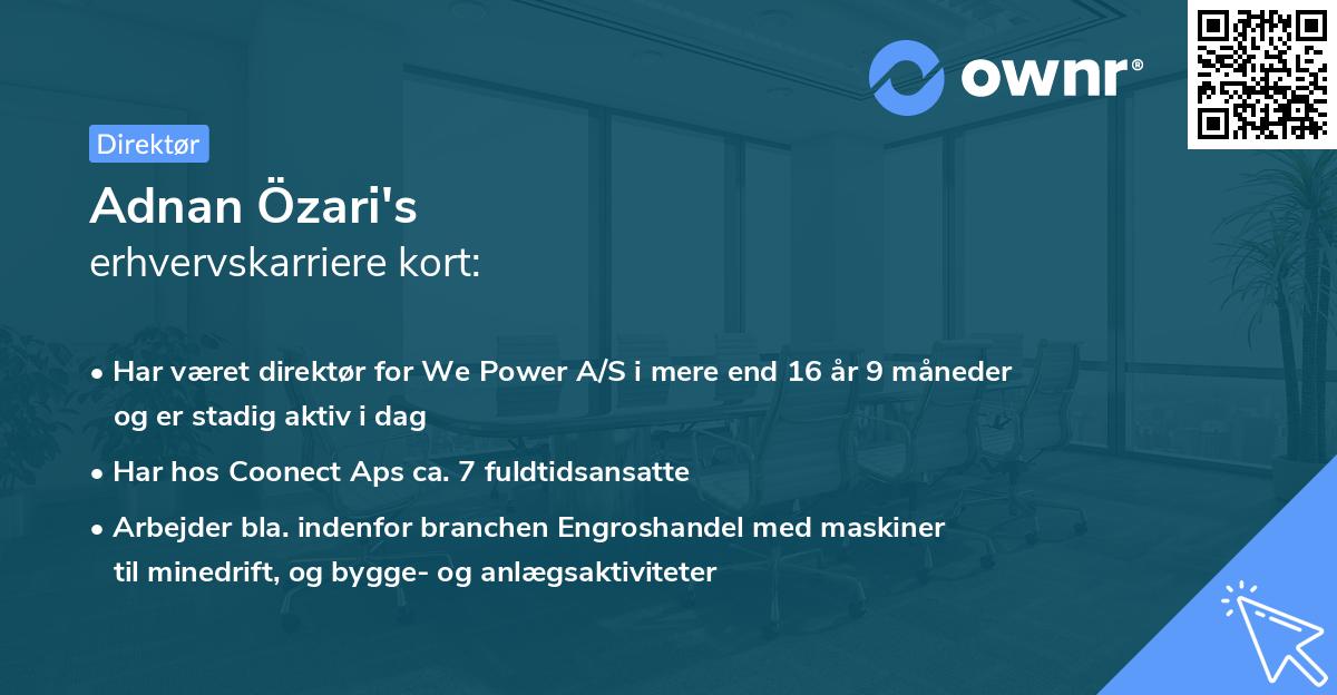 Adnan Özari's erhvervskarriere kort