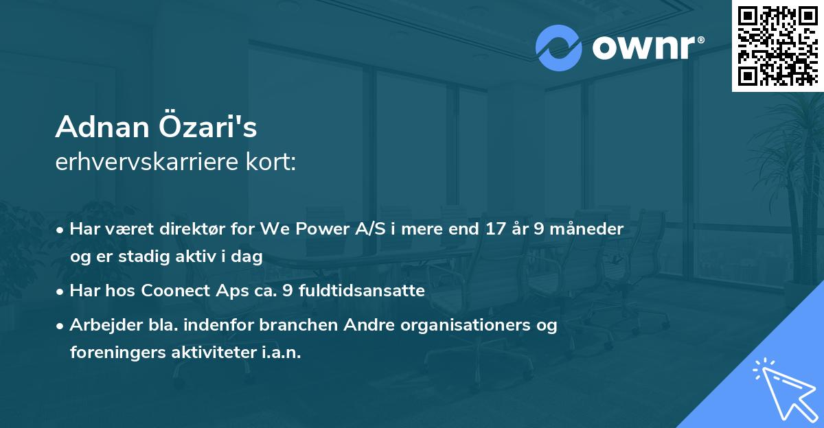 Adnan Özari's erhvervskarriere kort