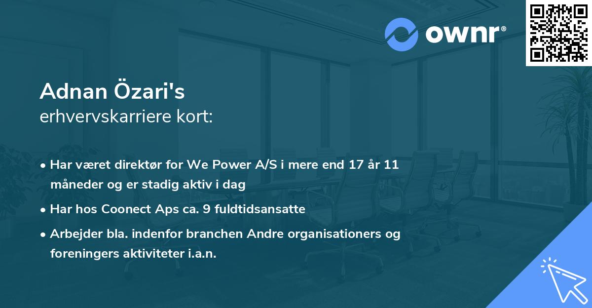 Adnan Özari's erhvervskarriere kort