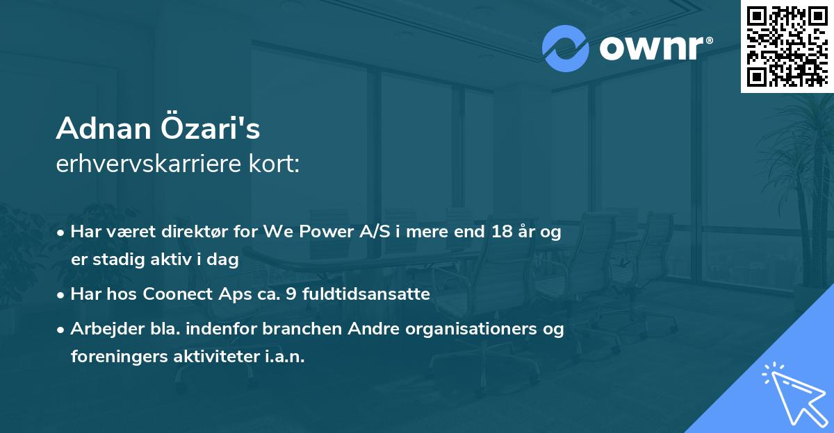 Adnan Özari's erhvervskarriere kort