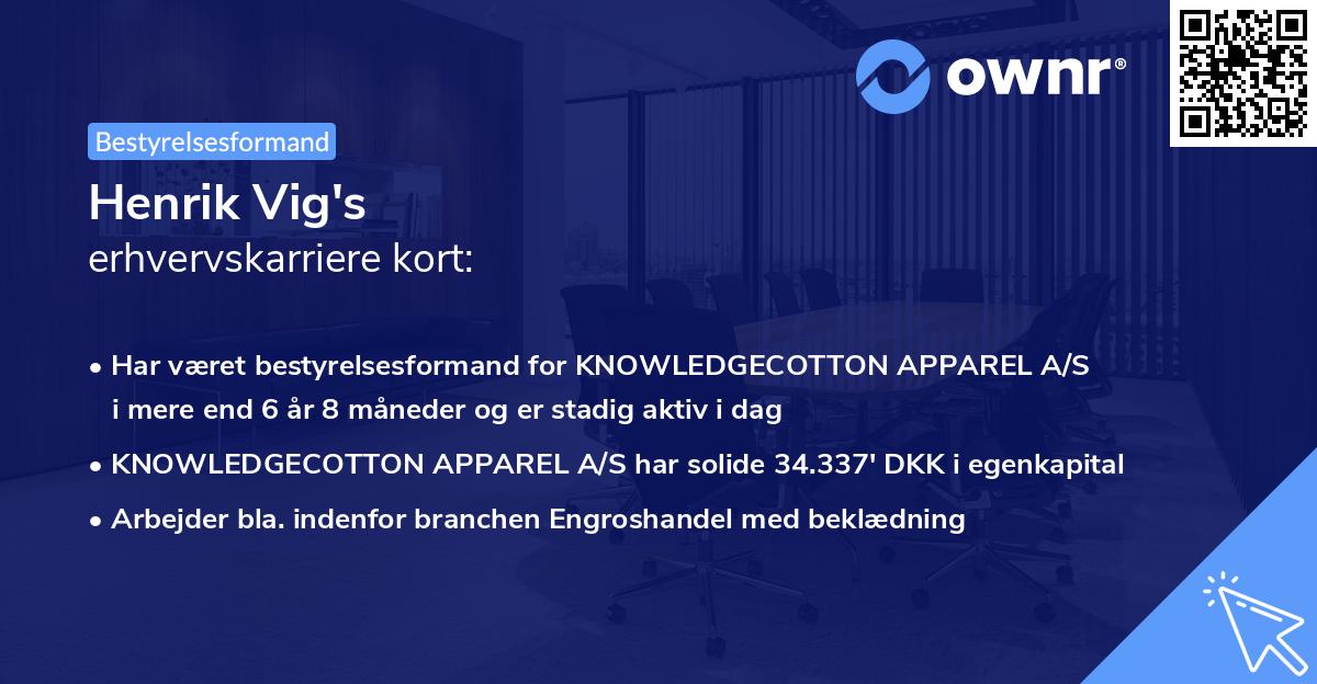 Henrik Vig's erhvervskarriere kort