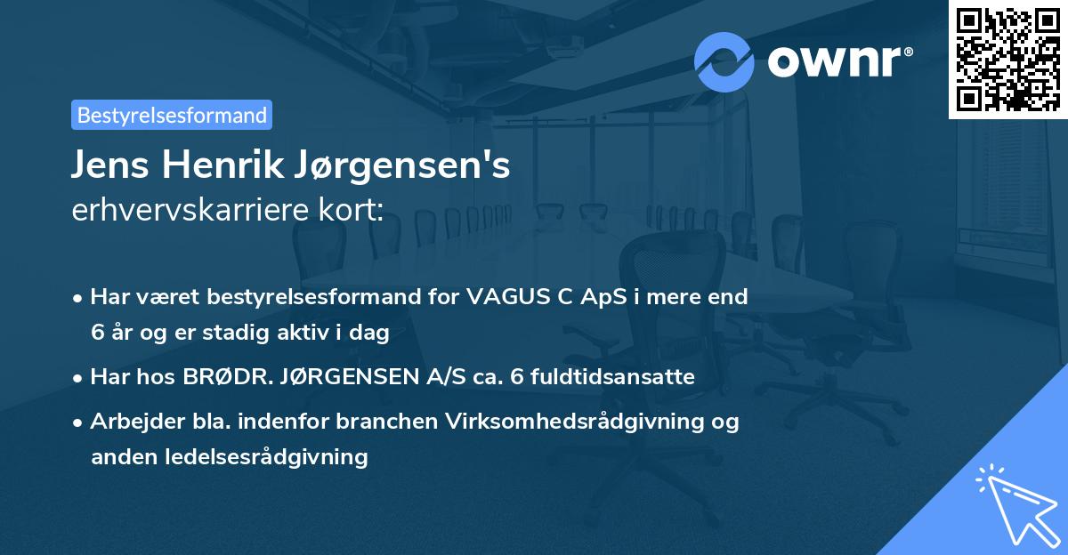 Jens Henrik Jørgensen's erhvervskarriere kort