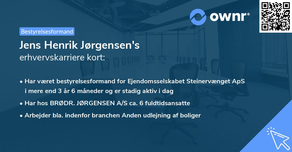 Jens Henrik Jørgensen's erhvervskarriere kort