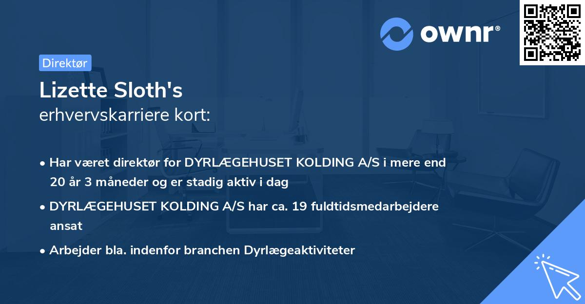 Lizette Sloth's erhvervskarriere kort