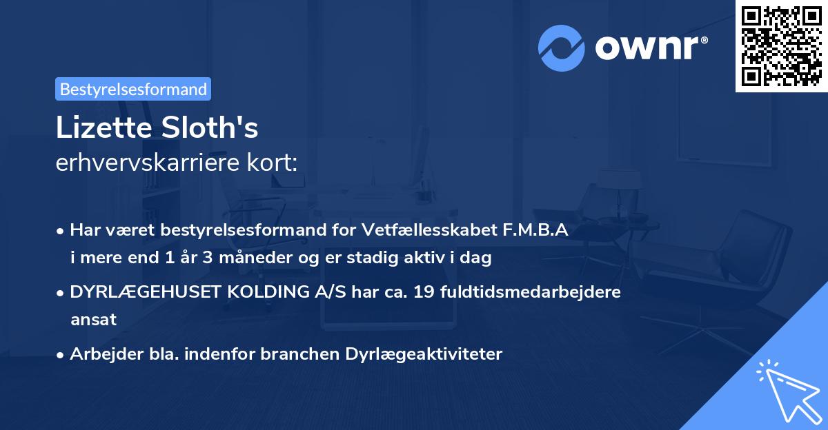 Lizette Sloth's erhvervskarriere kort