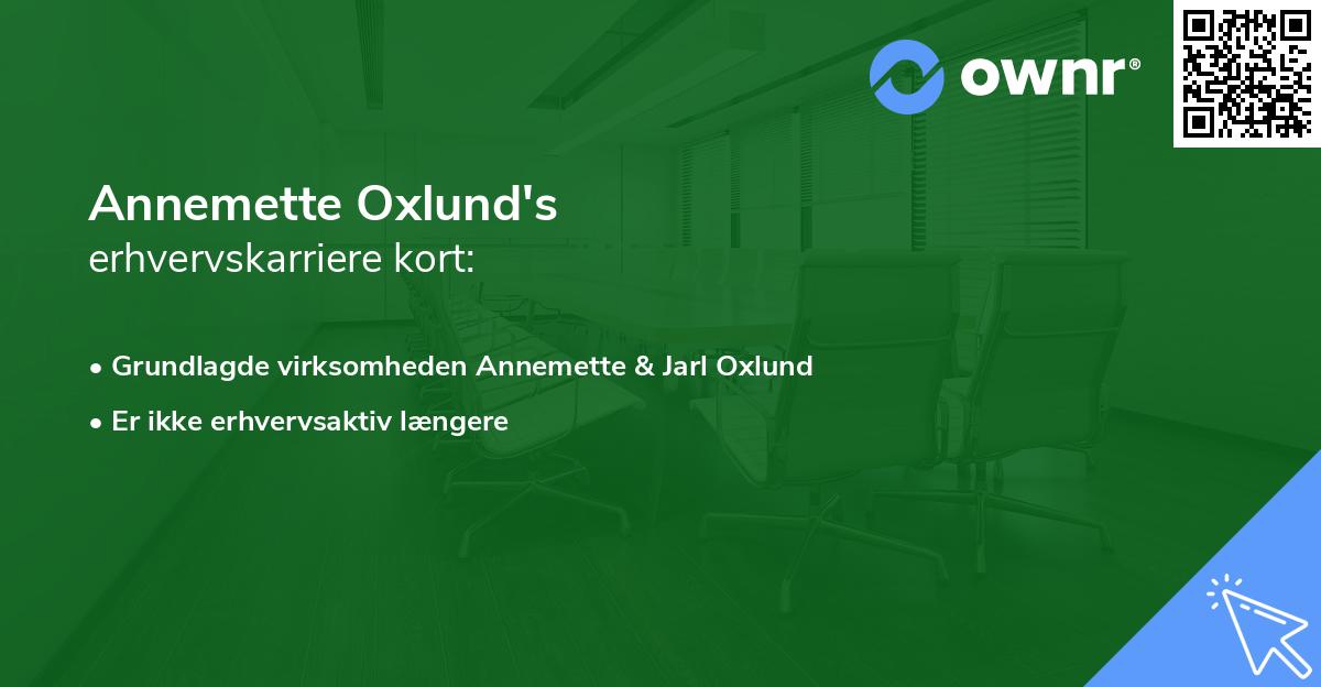 Annemette Oxlund's erhvervskarriere kort