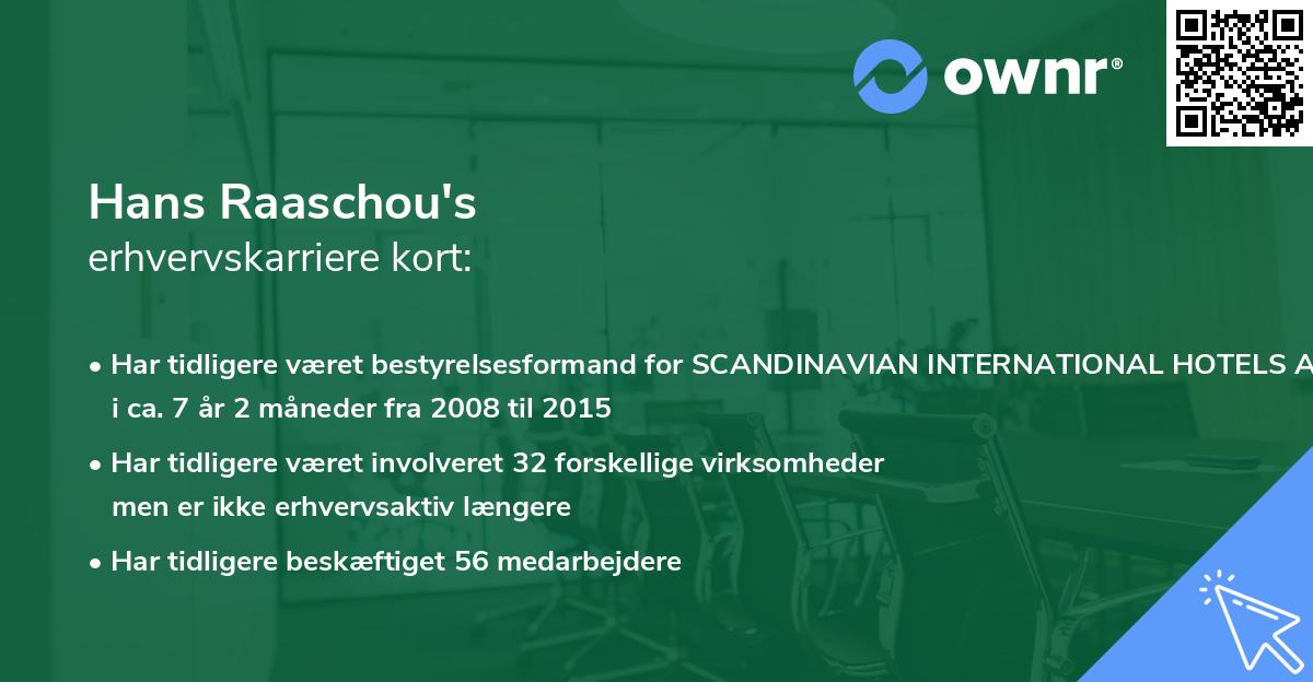Hans Raaschou's erhvervskarriere kort