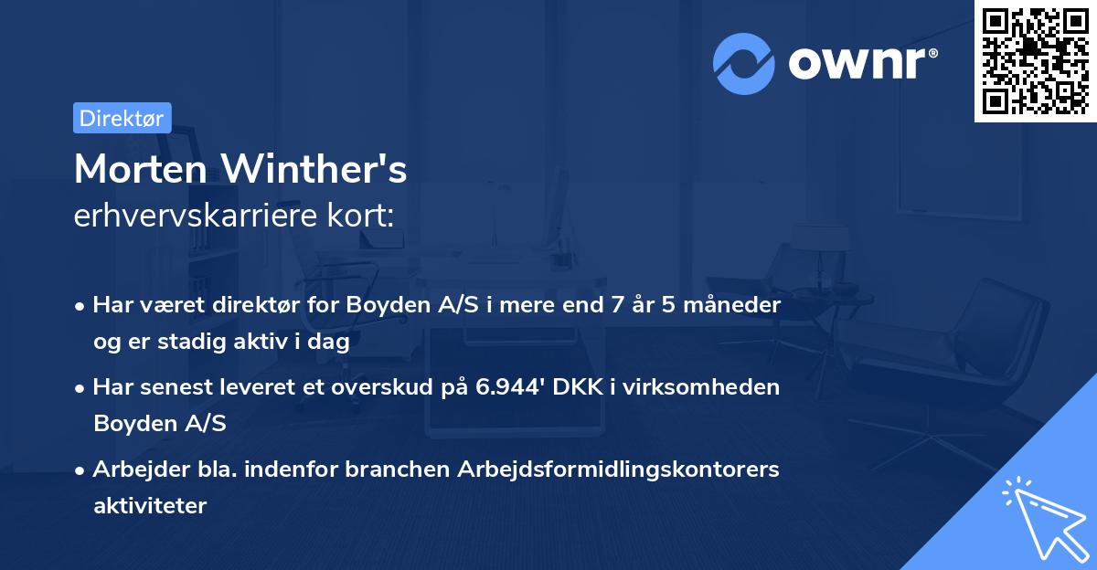 Morten Winther's erhvervskarriere kort