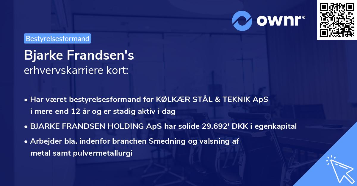 Bjarke Frandsen's erhvervskarriere kort