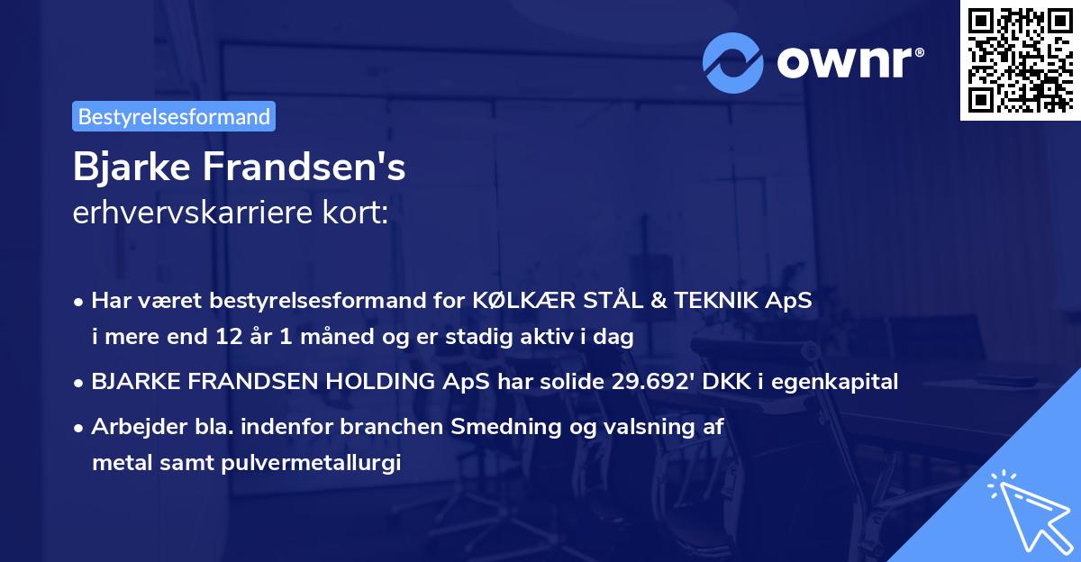 Bjarke Frandsen's erhvervskarriere kort