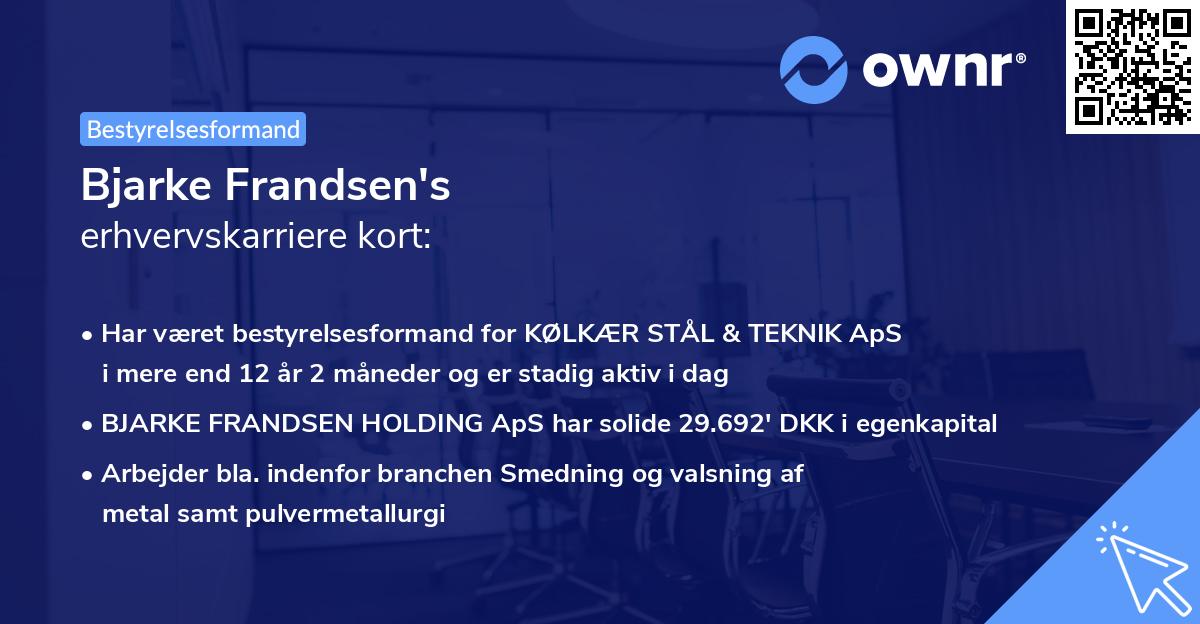 Bjarke Frandsen's erhvervskarriere kort