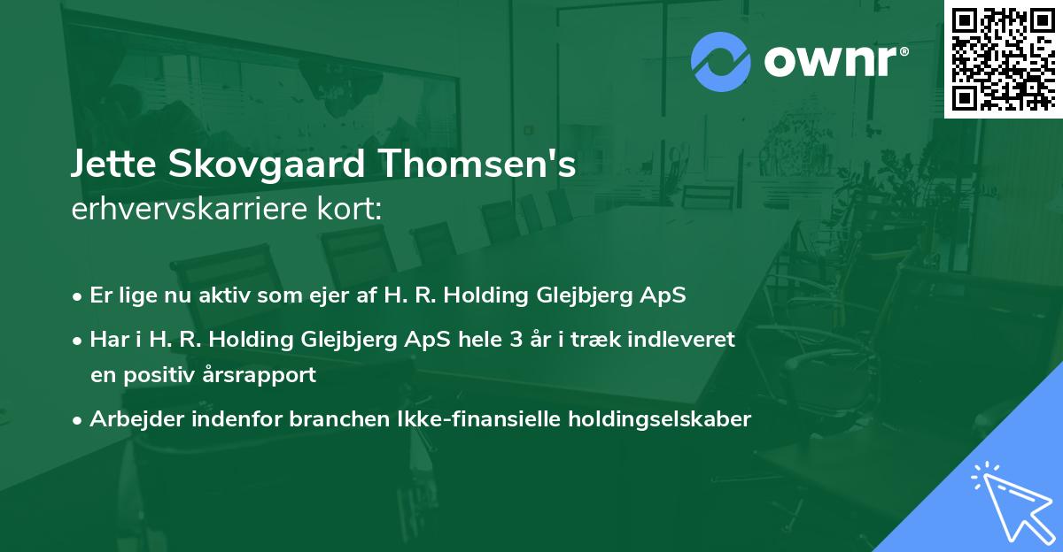 Jette Skovgaard Thomsen's erhvervskarriere kort