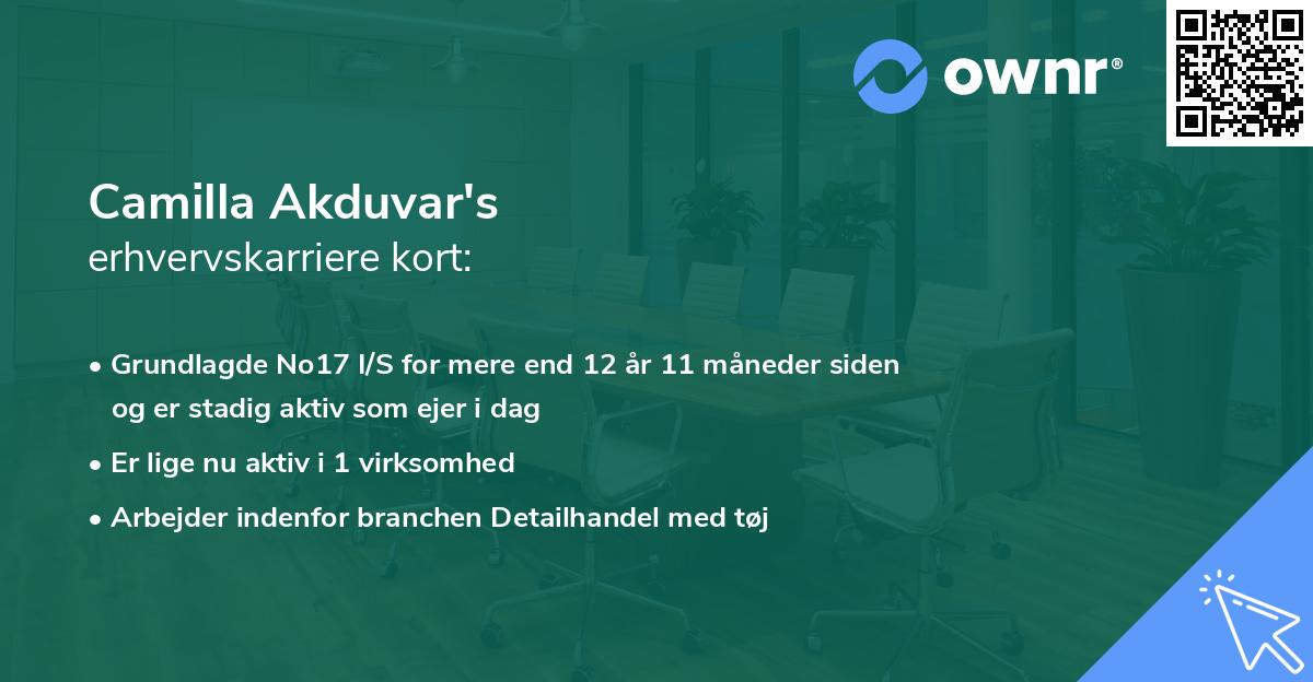 Camilla Akduvar's erhvervskarriere kort