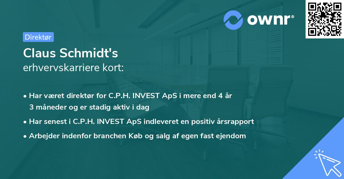 Claus Schmidt's erhvervskarriere kort