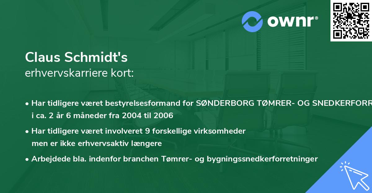 Claus Schmidt's erhvervskarriere kort