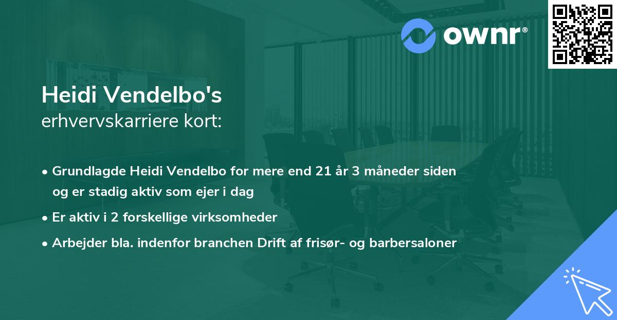 Heidi Vendelbo's erhvervskarriere kort