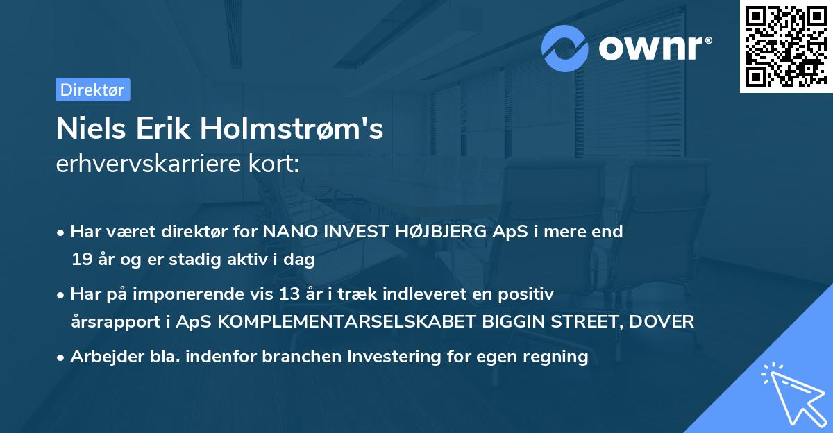 Niels Erik Holmstrøm's erhvervskarriere kort