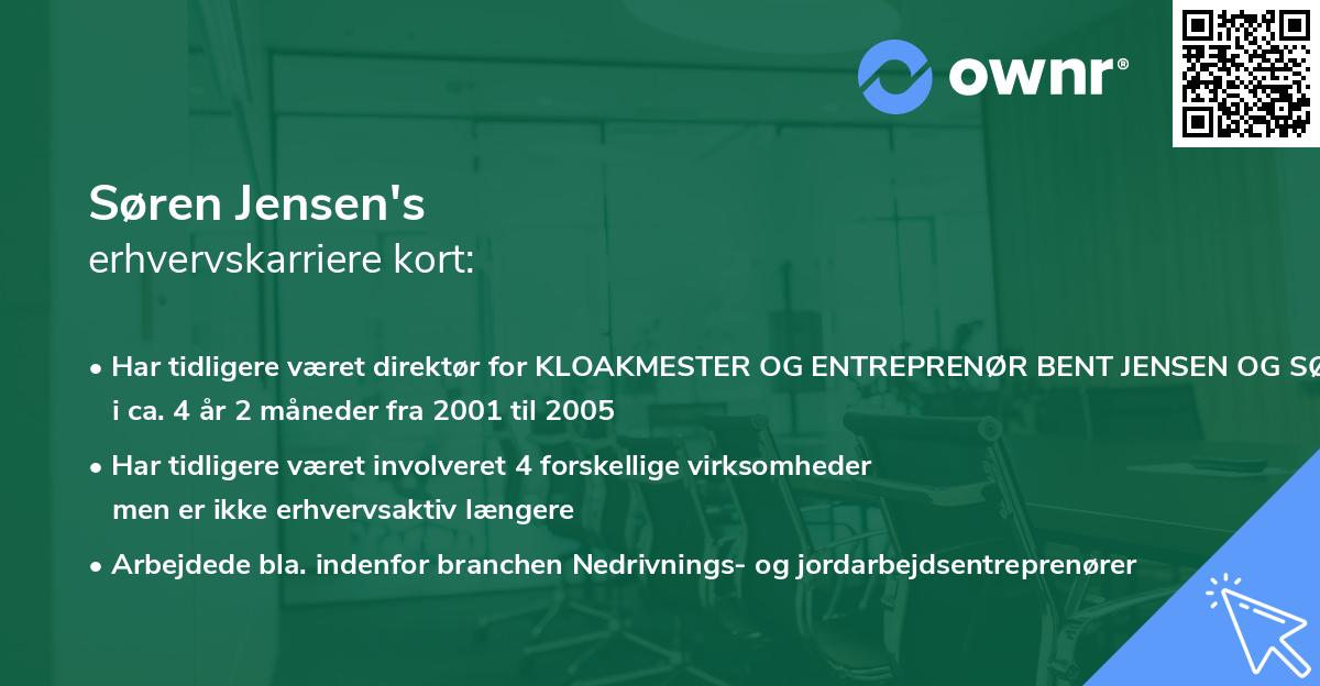 Søren Jensen's erhvervskarriere kort