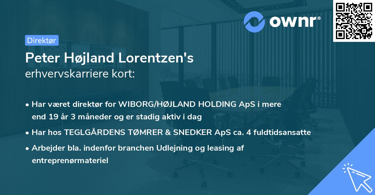 Peter Højland Lorentzen's erhvervskarriere kort