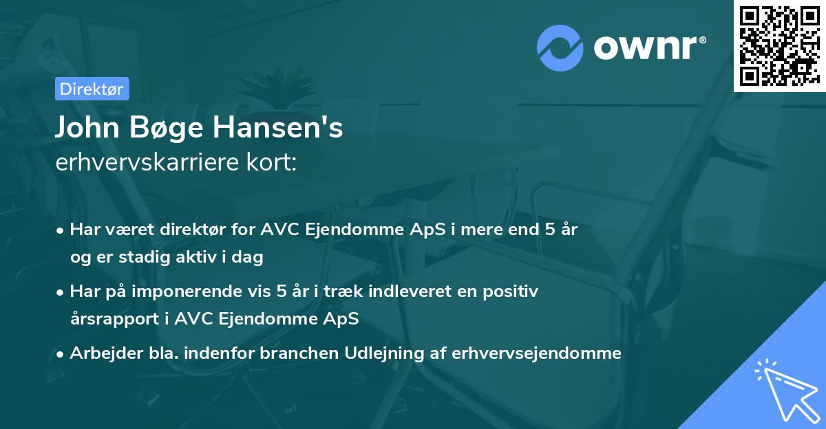 John Bøge Hansen's erhvervskarriere kort