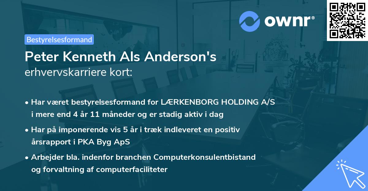 Peter Kenneth Als Anderson's erhvervskarriere kort