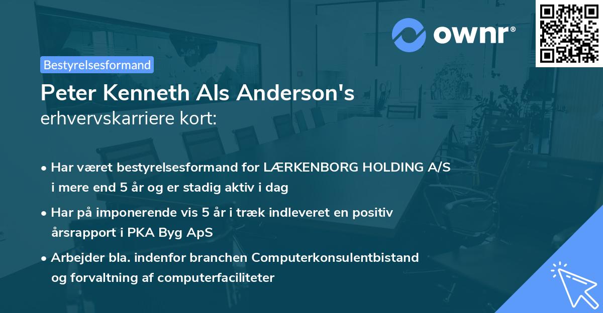 Peter Kenneth Als Anderson's erhvervskarriere kort