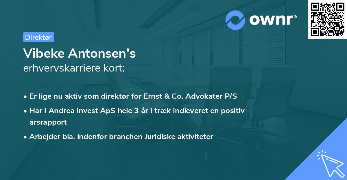 Vibeke Antonsen's erhvervskarriere kort