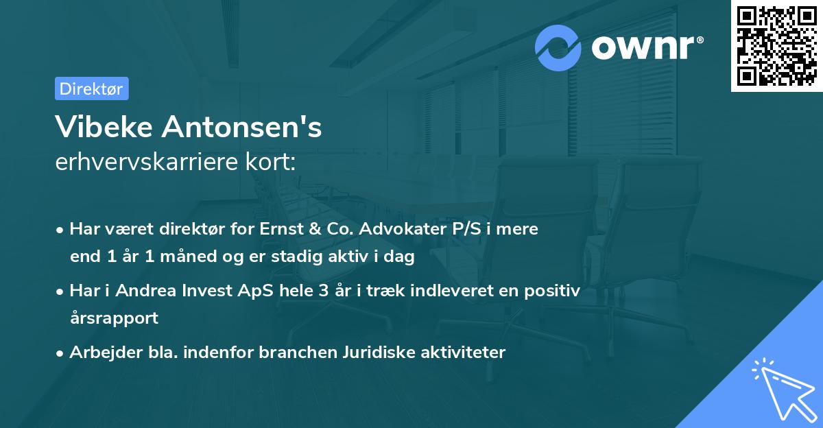 Vibeke Antonsen's erhvervskarriere kort
