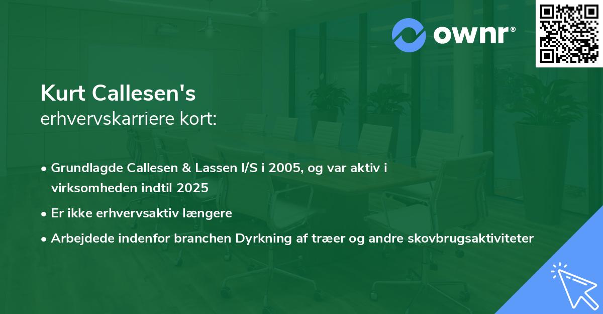 Kurt Callesen's erhvervskarriere kort
