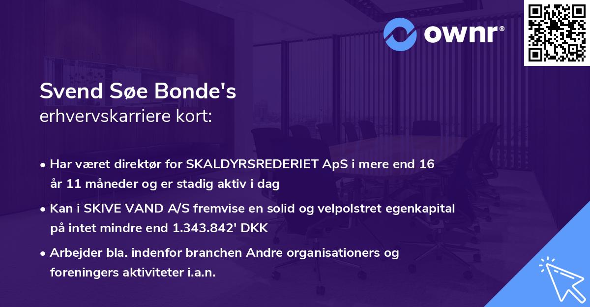 Svend Søe Bonde's erhvervskarriere kort