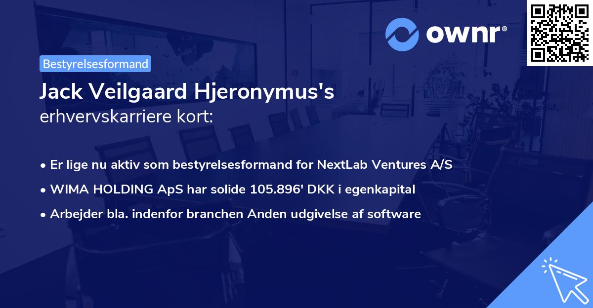 Jack Veilgaard Hjeronymus's erhvervskarriere kort