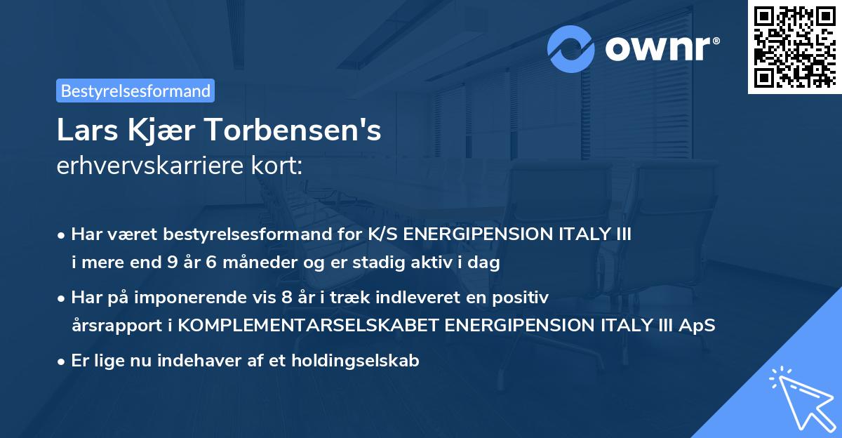 Lars Kjær Torbensen's erhvervskarriere kort