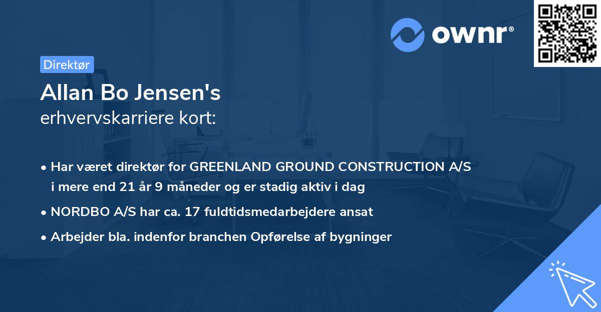 Allan Bo Jensen's erhvervskarriere kort
