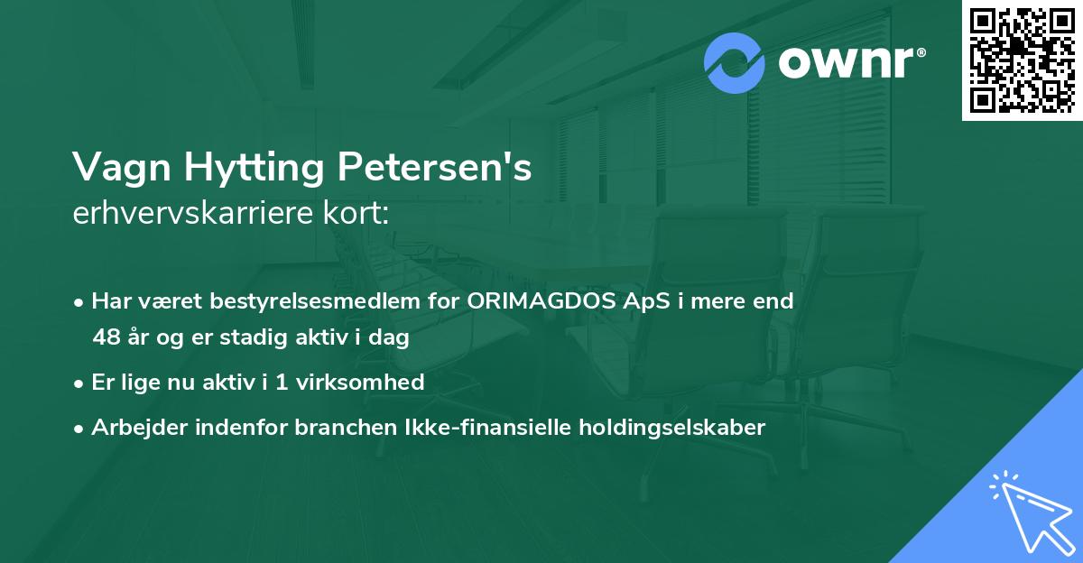 Vagn Hytting Petersen's erhvervskarriere kort