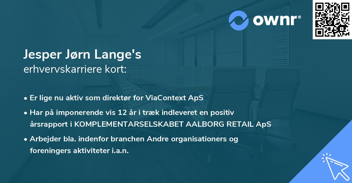 Jesper Jørn Lange's erhvervskarriere kort