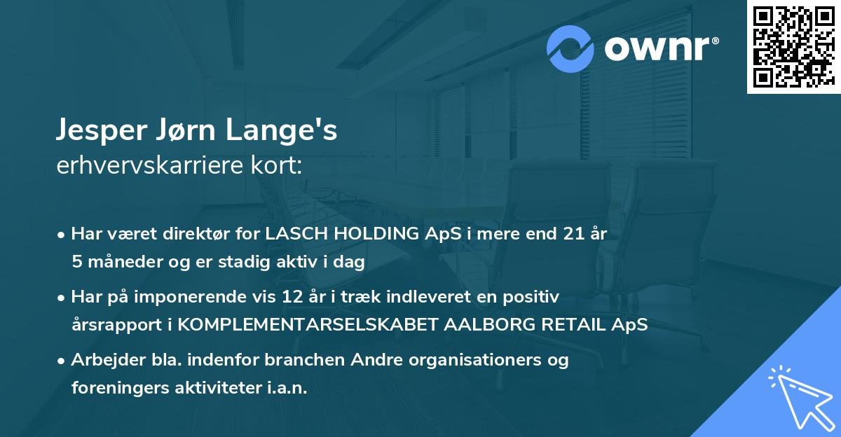 Jesper Jørn Lange's erhvervskarriere kort