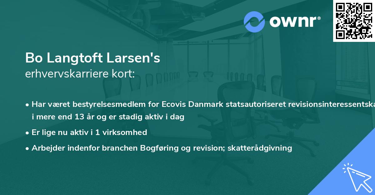 Bo Langtoft Larsen's erhvervskarriere kort