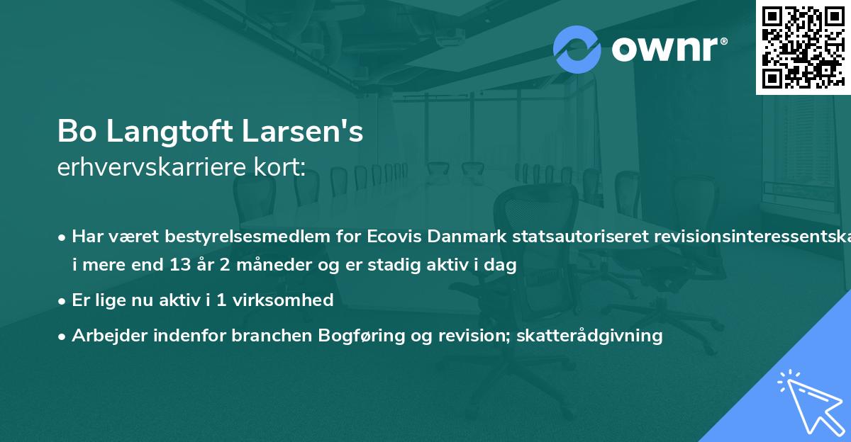 Bo Langtoft Larsen's erhvervskarriere kort