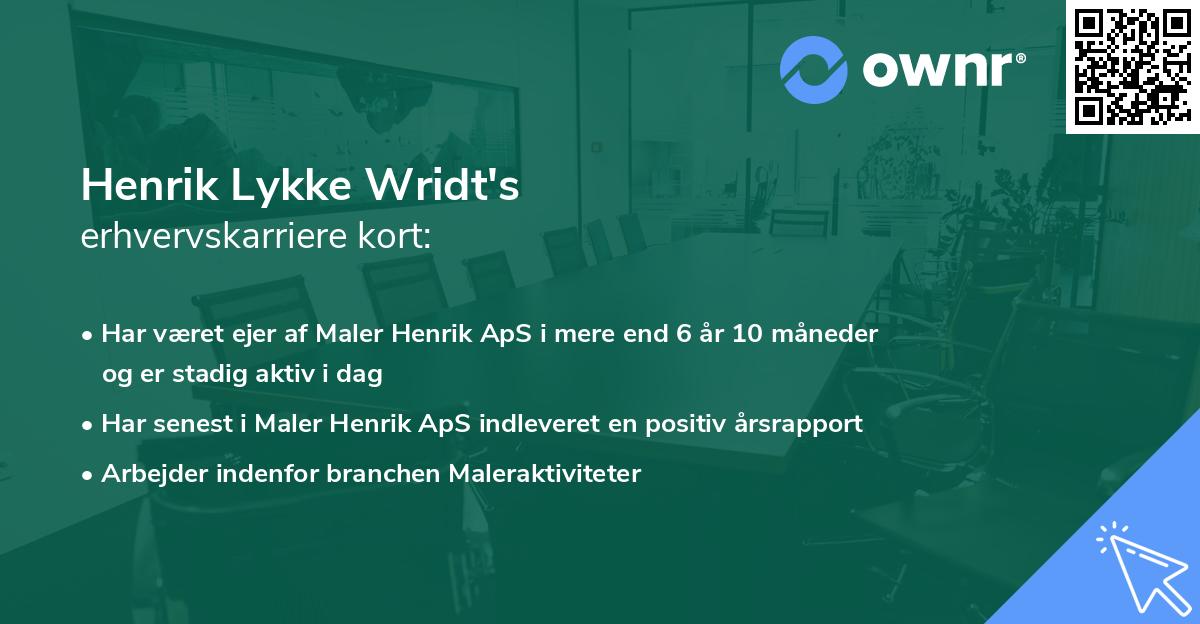 Henrik Lykke Wridt's erhvervskarriere kort