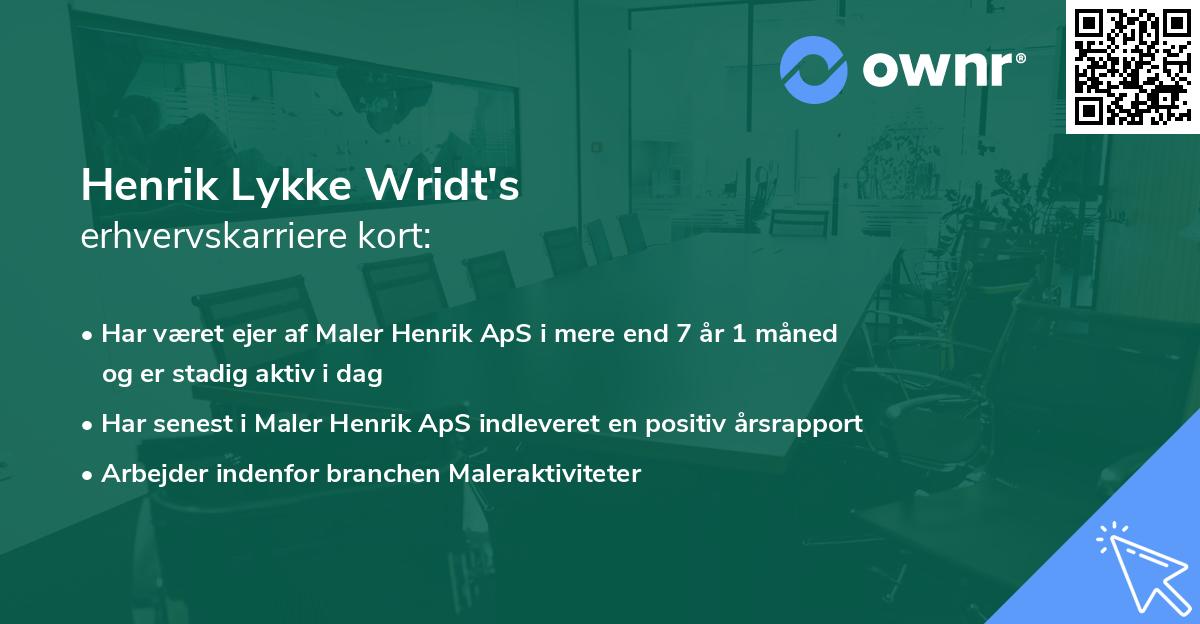 Henrik Lykke Wridt's erhvervskarriere kort