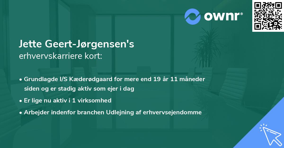 Jette Geert-Jørgensen's erhvervskarriere kort