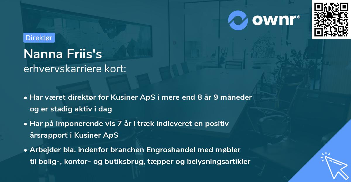 Nanna Friis's erhvervskarriere kort