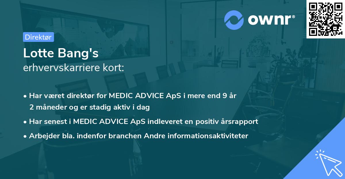 Lotte Bang's erhvervskarriere kort