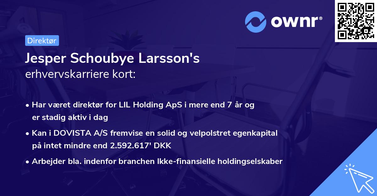 Jesper Schoubye Larsson's erhvervskarriere kort