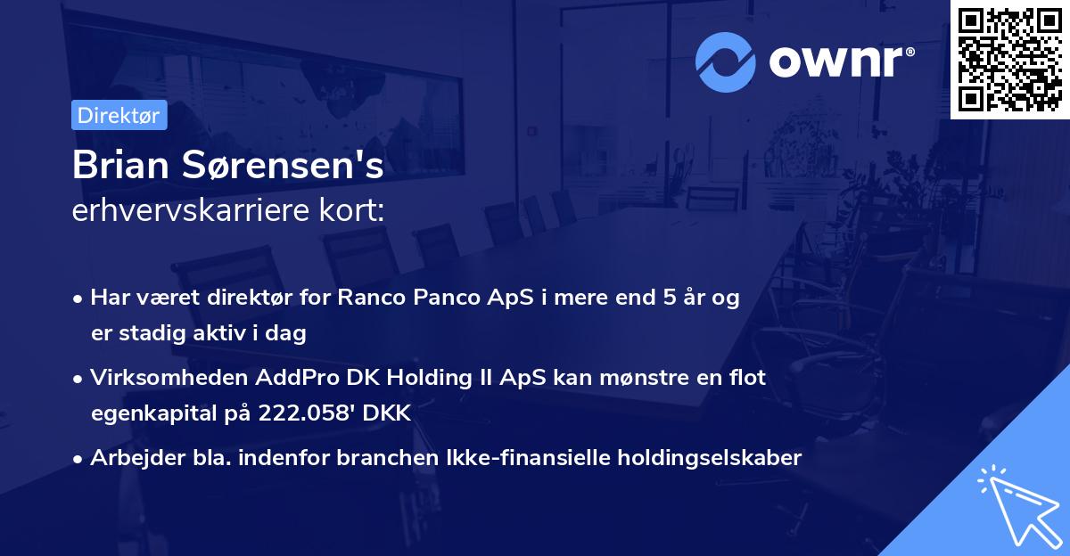 Brian Sørensen's erhvervskarriere kort