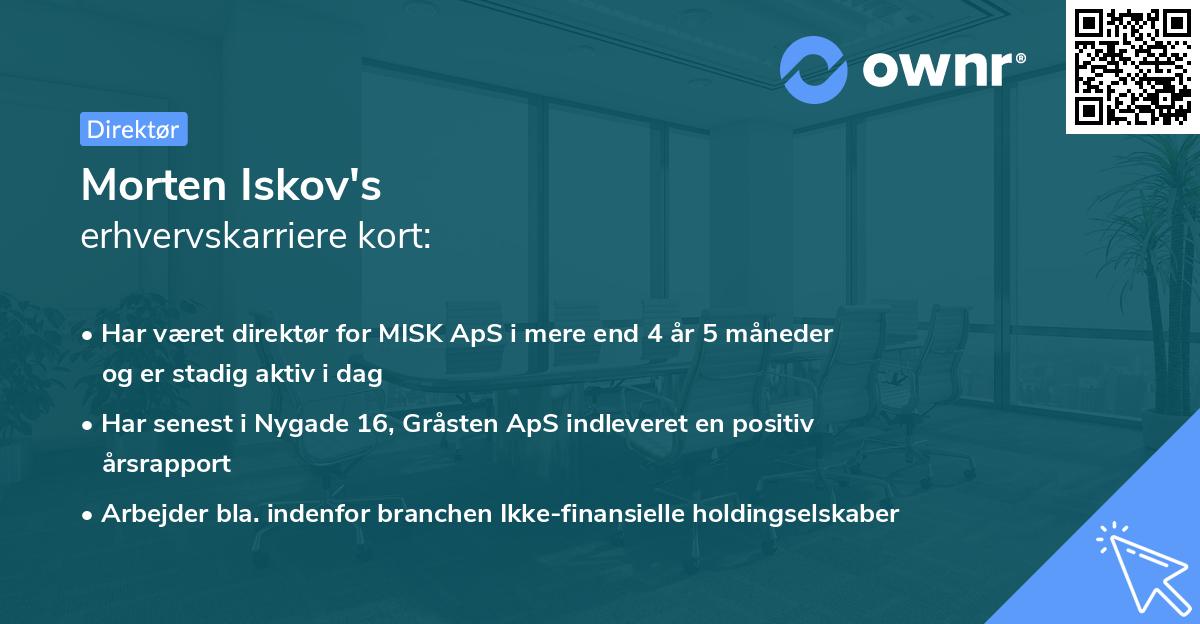 Morten Iskov's erhvervskarriere kort