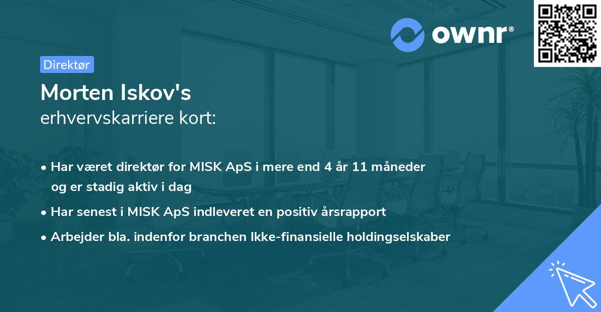 Morten Iskov's erhvervskarriere kort