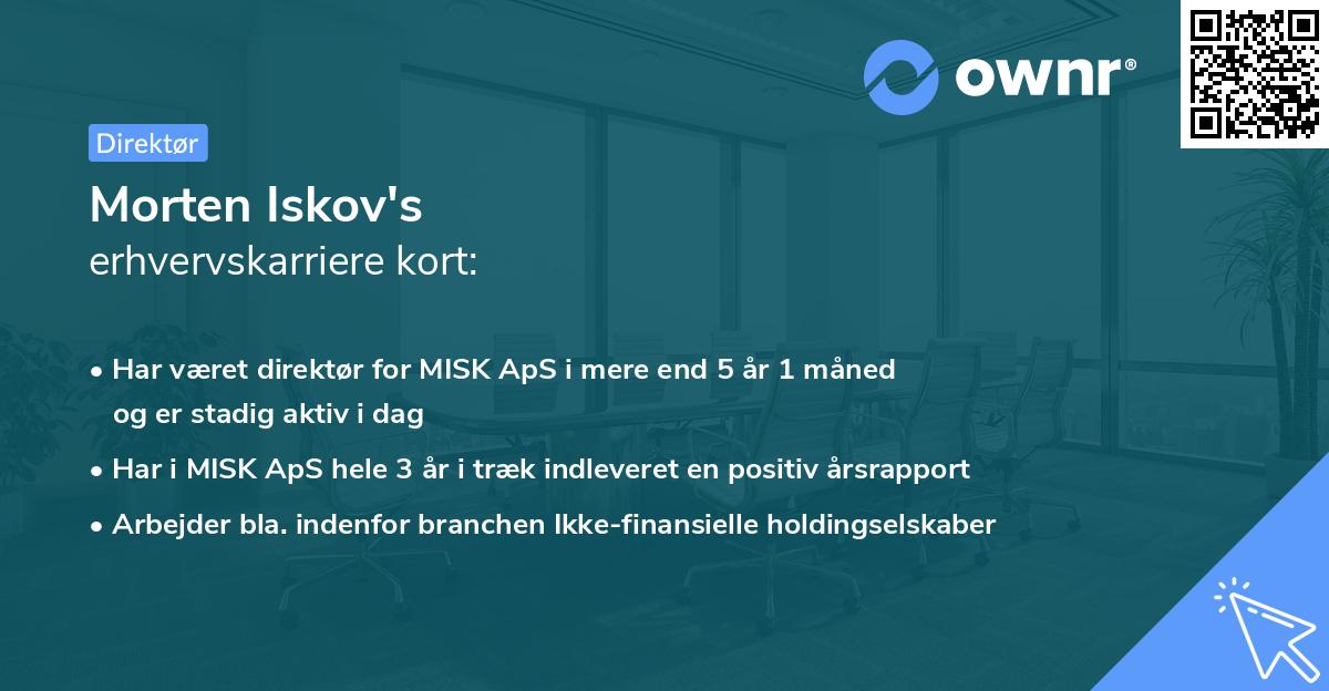 Morten Iskov's erhvervskarriere kort