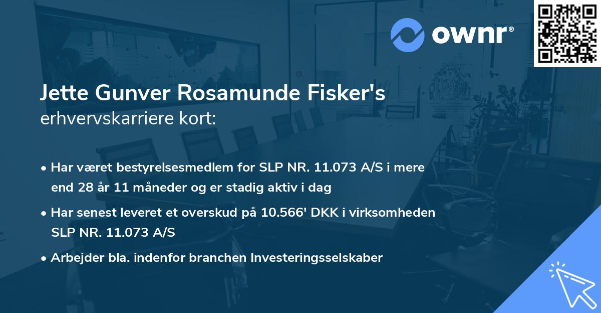 Jette Gunver Rosamunde Fisker's erhvervskarriere kort