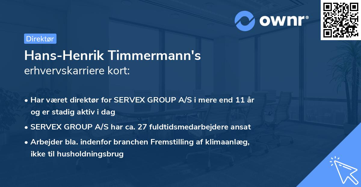 Hans-Henrik Timmermann's erhvervskarriere kort